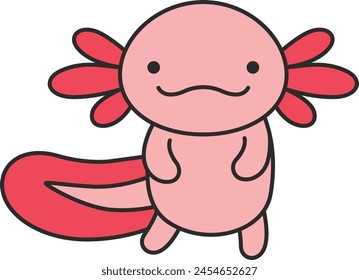 Cute cartoon axolotl vector illustration