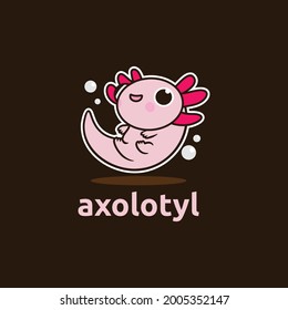 
Cute cartoon axolotyl (Ambystoma mexicanum)flat illustration vector design