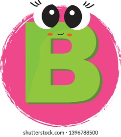 Cute cartoon B letter vector illustration on circle background