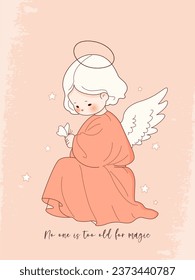 Cute cartoon baby angel for Christmas and Easter. Vector illustrtaion.