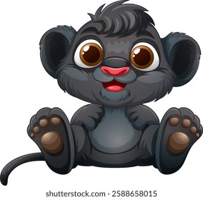 Cute cartoon baby animal with big eyes and paws