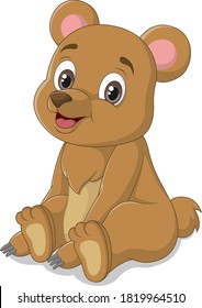 Cute cartoon baby bear sitting