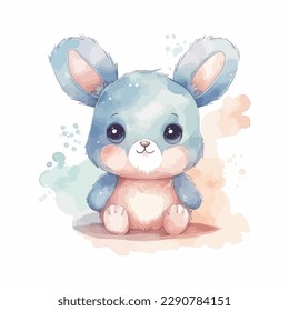 Cute cartoon baby bear watercolor illustration