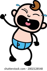 Niño de dibujos animados llorando duramente
