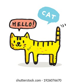 Cute cartoon baby cat vector collection for kids,cartoon cat in flat style isolated on white background. Wild animal,cute cat cartoon for background, card, landing page, poster, print, wallpaper