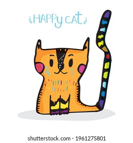 Cute cartoon baby cat vector collection for kids,cartoon cat in flat style isolated on white background. Wild animal,cute cat cartoon for background, card, landing page, poster, print, wallpaper