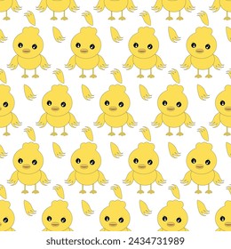 Cute cartoon baby chicken.  Easter doodles, vector clip art illustration.