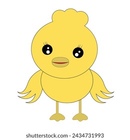 Cute cartoon baby chicken.  Easter doodles, vector clip art illustration.