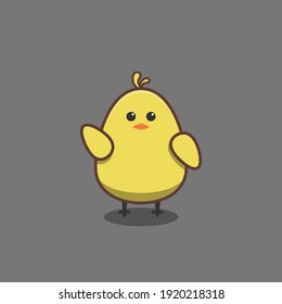 Cute cartoon baby chicken, Kawaii yellow chicks . Easter doodles, vector .