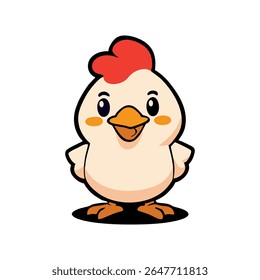 Cute Cartoon Baby Chicken Mascot Vector Illustration - Flat Style Animal Character