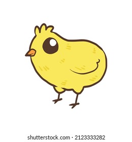 Cute cartoon baby chicken. yellow chicken in simple kawaii style. Vector clip art illustration.