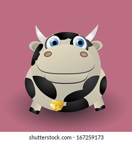 Cute cartoon baby cow