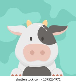 Cute cartoon baby cow vector 