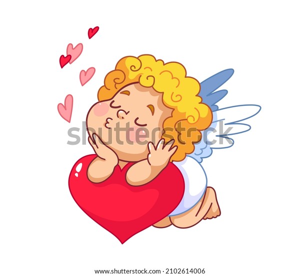 Cute Cartoon Baby Cupid Lies On Stock Vector (Royalty Free) 2102614006 ...