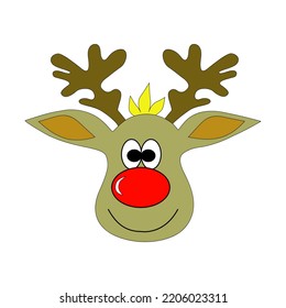 Cute cartoon baby deer face isolated on white background. Vector illustration.