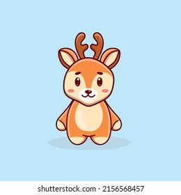 Cute cartoon baby deer in vector illustration. Animal isolated vector. Flat cartoon style