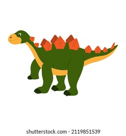 cute cartoon baby dinosaur with spikes on its back. vector isolated on a white background