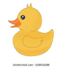 Cute cartoon baby duck vector illustration on isolated white background. Eps 10 vector format with printable colors. Hand drawn design. 

