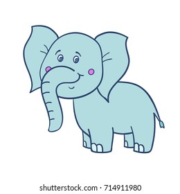 Cute cartoon baby elephant.The isolated image on a white background.Vector illustration of animals for children.