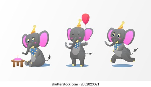 Cute cartoon baby Elephant for kids children book illustration birthday concept