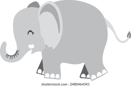 Cute cartoon Baby elephant on isolated white background