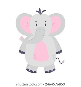 Cute Cartoon baby Elephant. Safari jungle animal vector