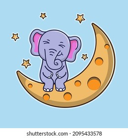 Cute Cartoon Baby Elephant Sitting On Stock Vector (Royalty Free ...