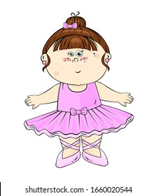 Cute cartoon baby girl - ballet dancer. Beautiful illustration with children for your design.