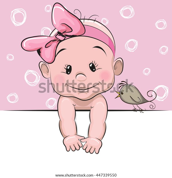 Cute Cartoon Baby Girl Bird On Stock Vector Royalty Free