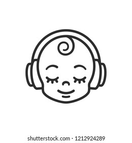 Cute cartoon Baby with headphones
