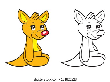 Cute cartoon baby kangaroo