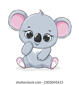 Cute cartoon baby koala. Vector cartoon illustration.