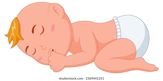 Cute cartoon baby lying down. Vector illustration