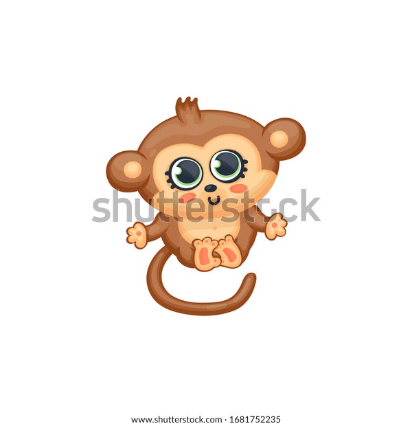 Cute Cartoon Baby Monkey Big Eyes Stock Vector Royalty Free 1681752235
