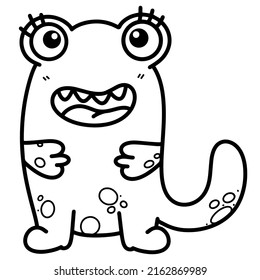Cute cartoon baby monsters. Coloring book page for children
