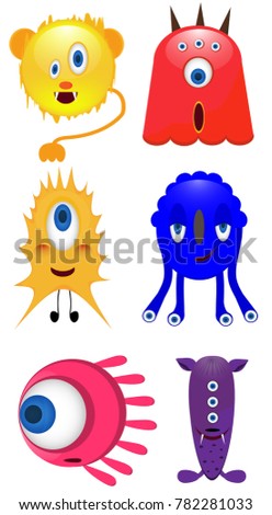 Cute Cartoon Baby Monsters Set Collection Stock Vector Royalty Free