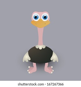 Cute Cartoon Baby Ostrich