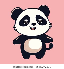 Cute cartoon baby panda flat color