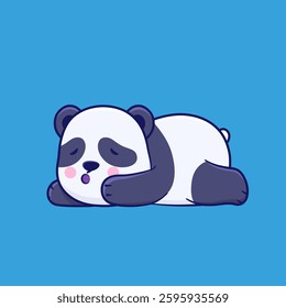 Cute cartoon of baby panda sleeping. Vector illustration of lazy panda.