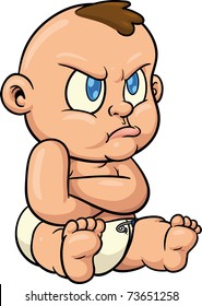 Cute cartoon baby pouting. All in a single layer.