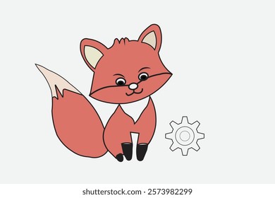 Cute cartoon, a cute baby red fox cartoon. art a fox . fox images. cartoon fox. 