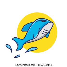Cute Cartoon baby Shark mascot icon logo. Laughing and angry shark. Animal Cartoon Flat Style Icon illustration Premium Vector