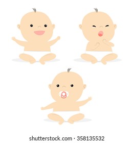 Cute cartoon baby sitting vector illustration 