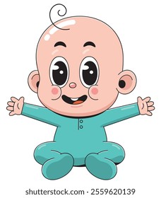 Cute Cartoon Baby Smiling Illustration