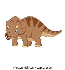 Cute cartoon baby triceratops. Cute animal cartoon. Vector illustration