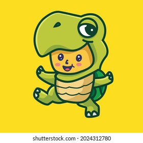 Cute cartoon baby turtle mascot tery to walking for first step. animal flat style illustration icon premium vector logo mascot suitable for web design banner character
