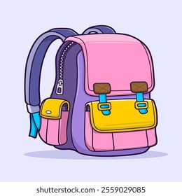 cute cartoon of back pack school .vector illustration on blue background