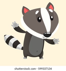 Cute cartoon badger or raccoon. Vector illustration or icon