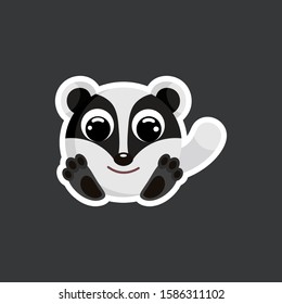 cute cartoon badger sticker vector illustration. Flat design.