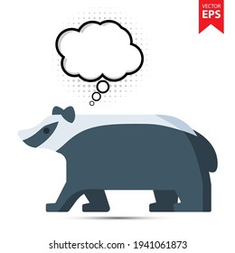 Cute cartoon Badger with thought bubble isolated on white background. Animal symbol for your web site design, logo, app, UI. Eps10 vector illustration.